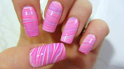 Hot Pink Striped Nails Design