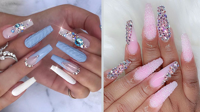 nail designs with rhinestones