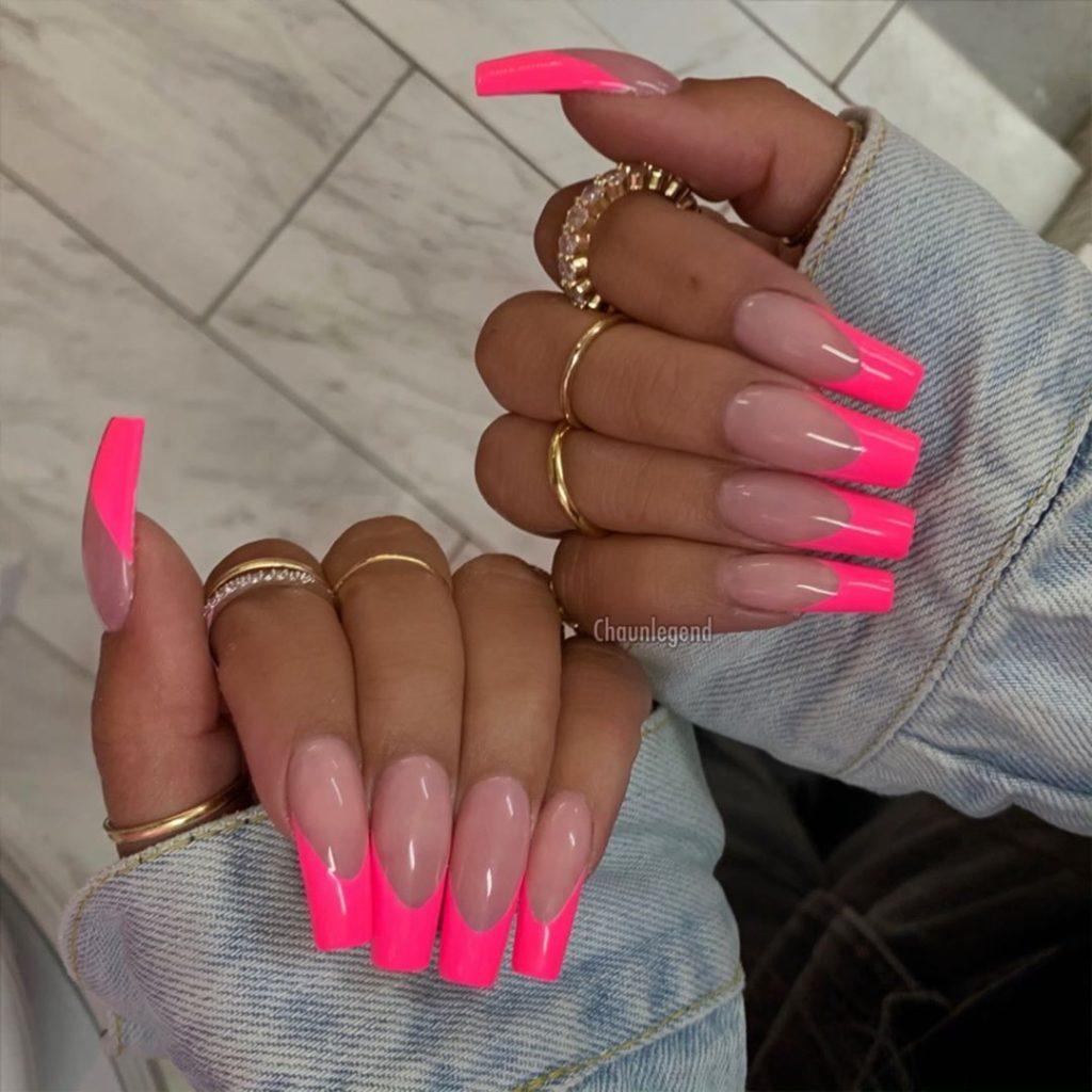bright pink nails 