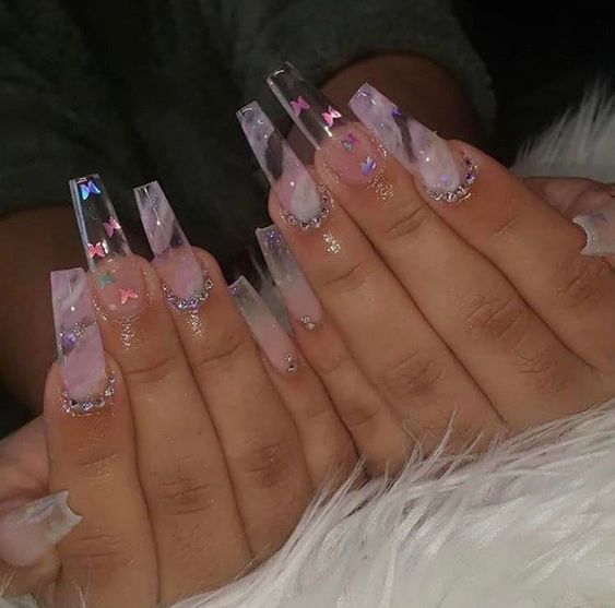 clear butterfly nails