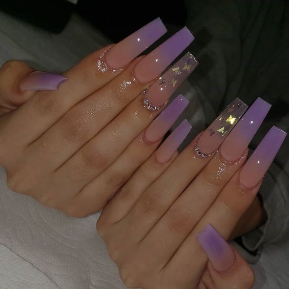 purple butterfly nails