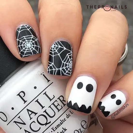 Ghost and Spider Halloween Nails