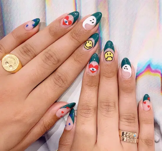 Multicolor Halloween Ghost nail designs