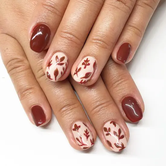 Cute fall Nail with leaves