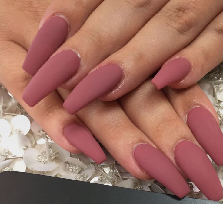 Matte Pink Coffin Nails