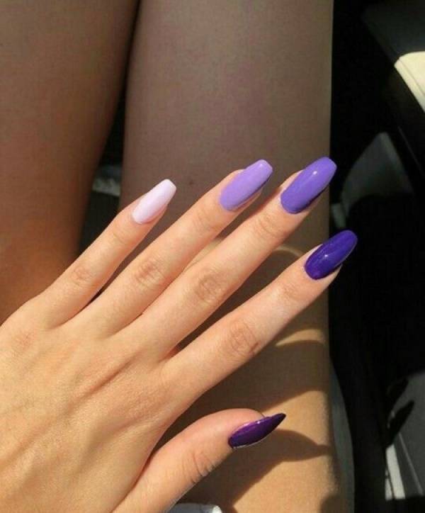 Cute Purple Medium Squoval Acrylic Nails