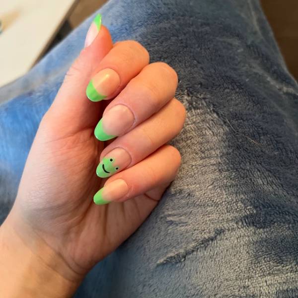 Light & Dark Green French Tip Press On Nails