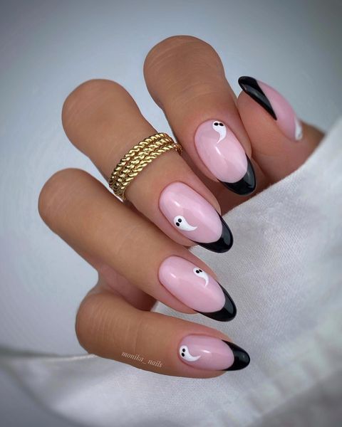 ghost Pink and Black Nails