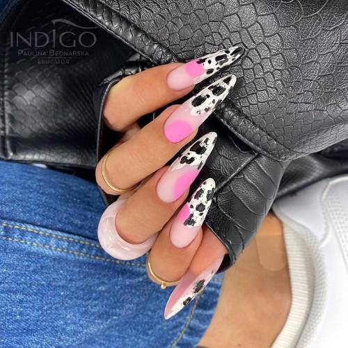 Pink and black nail designs