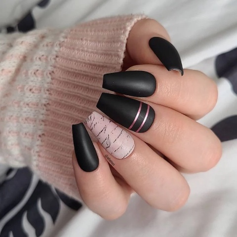 Pink and Black Nail designs