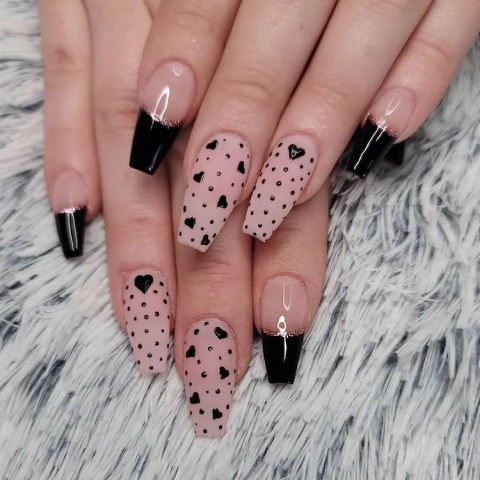 Pink and Black Nail designs