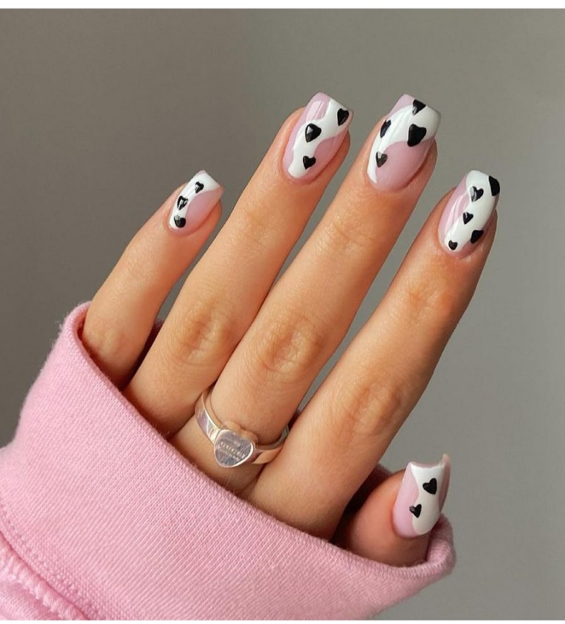 Pink and Black Nail designs