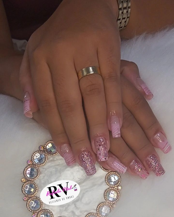 Pretty Pink Nails with Design