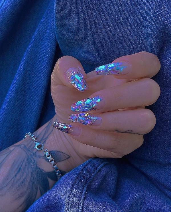 Shinny Bright Silver Nails