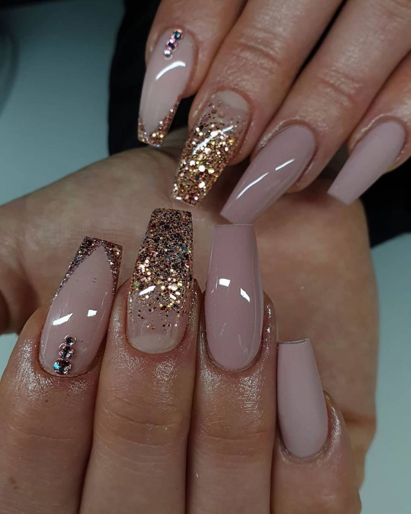 Gold Nails with French Tip Design Ideas