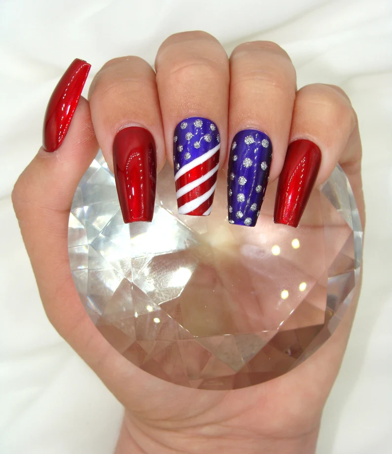 Patriotic Labor Day Nails