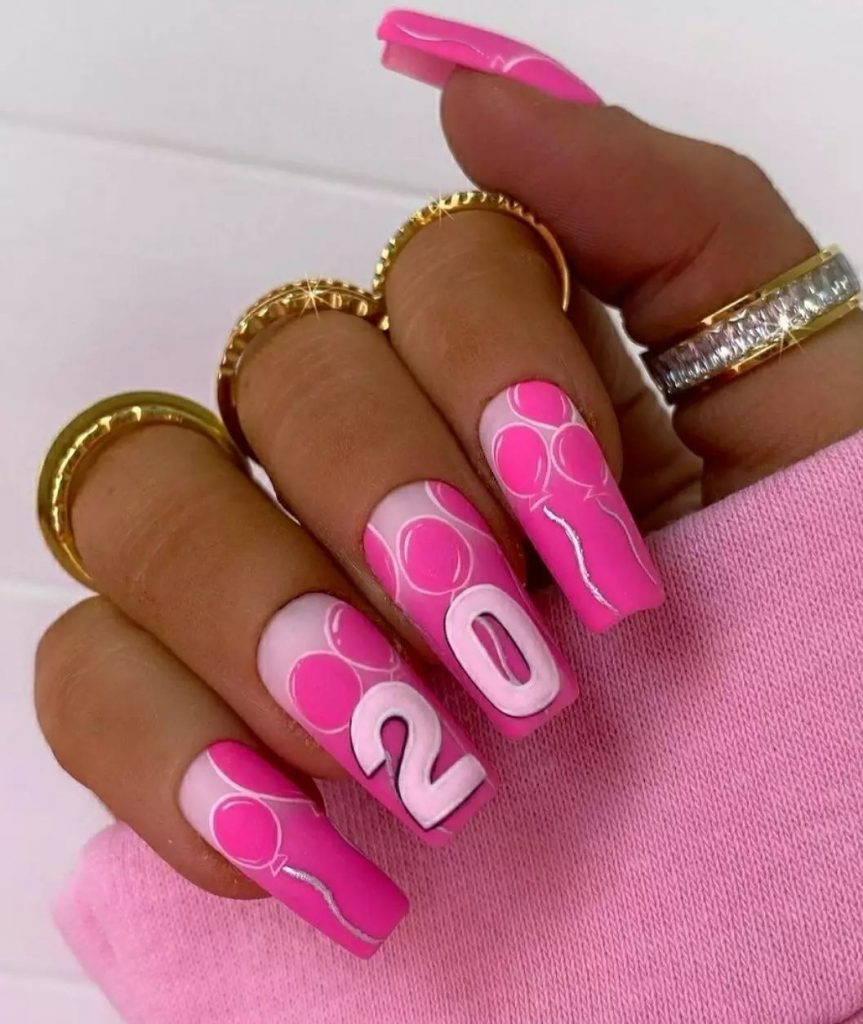 coffin pink nails