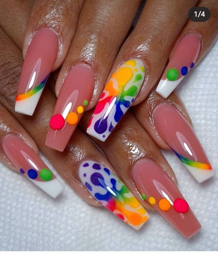 Beautiful Rainbow Swag Nails Design