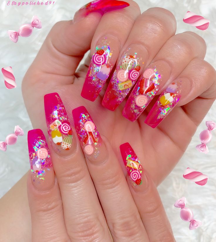 Swag Pink Candy Nails Design