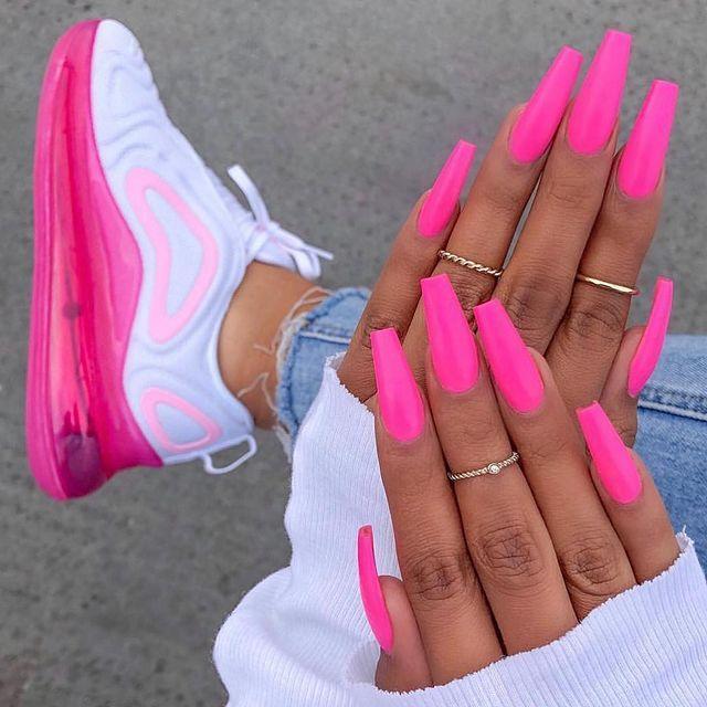 Neon Pink Nails