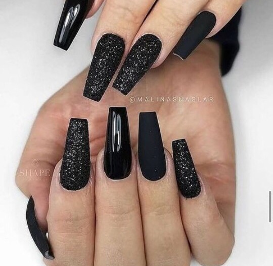 Black Coffin Classy Fall Nails