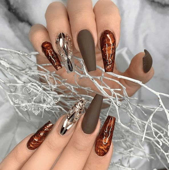 Halloween Fall Nail Matte Color and Design