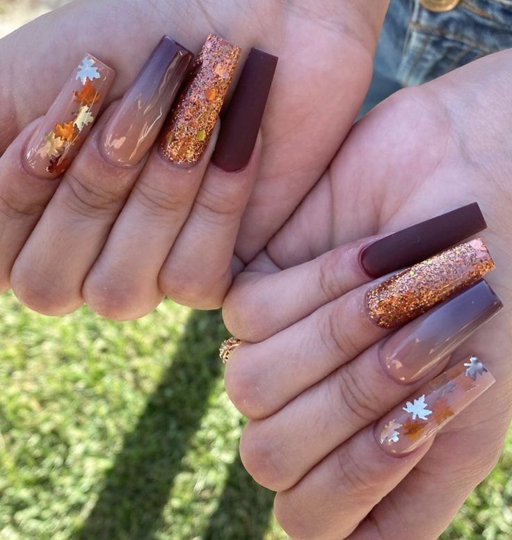 Coffin Classy Fall Nails 122 21