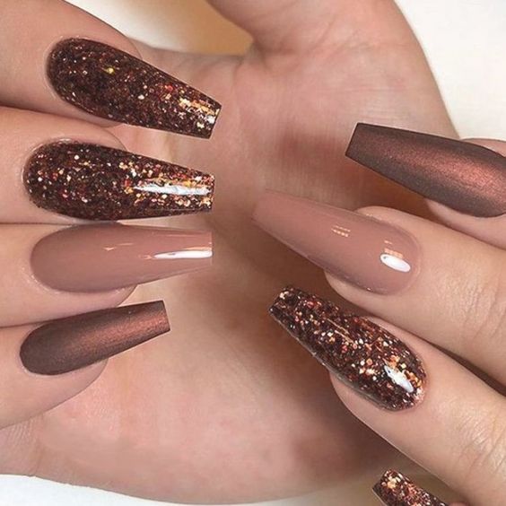 Elegant Coffin Classy Fall Nails