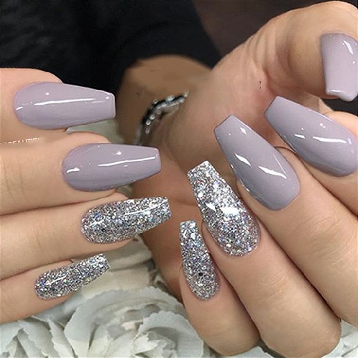 Silver Coffin Classy Fall Nails