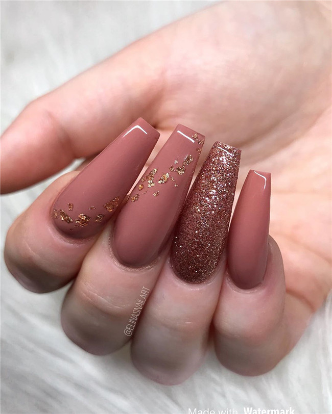 Cherry-colored Coffin Classy Fall Nails