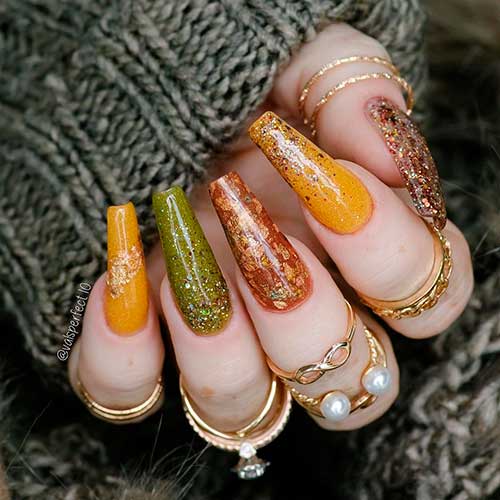 Black Coffin Classy Fall Nails