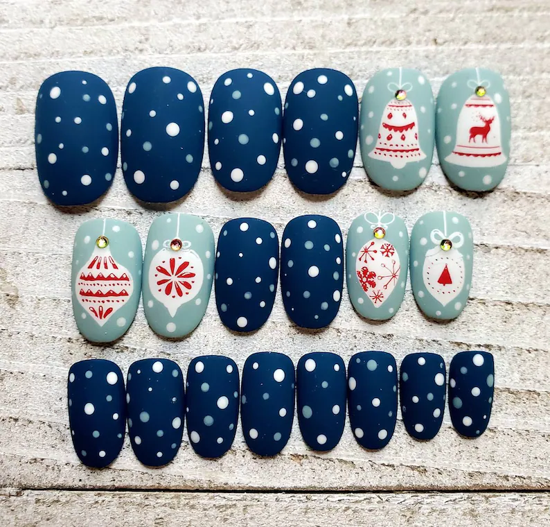 Christmas Ornaments Press On Nails