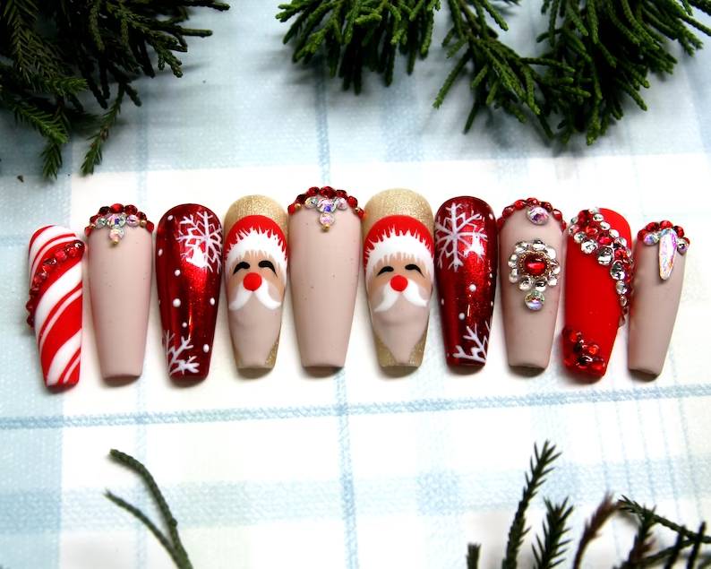 Christmas Santa Press On Nails