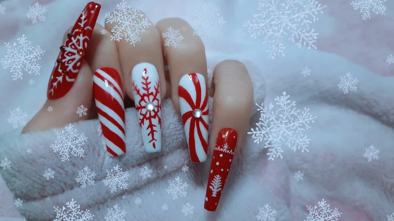 Christmas nail Snowflakes Press On Nails