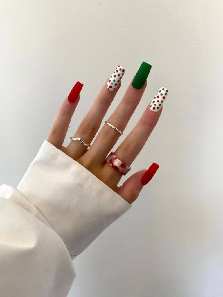 Holiday Polkadot Christmas Press On Nails 