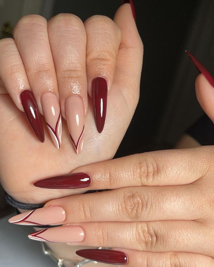 Top Burgundy Nails Design b1