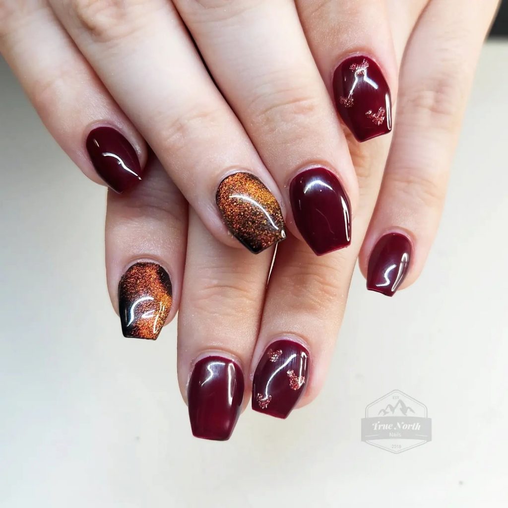 Short Burgundy Nails Design