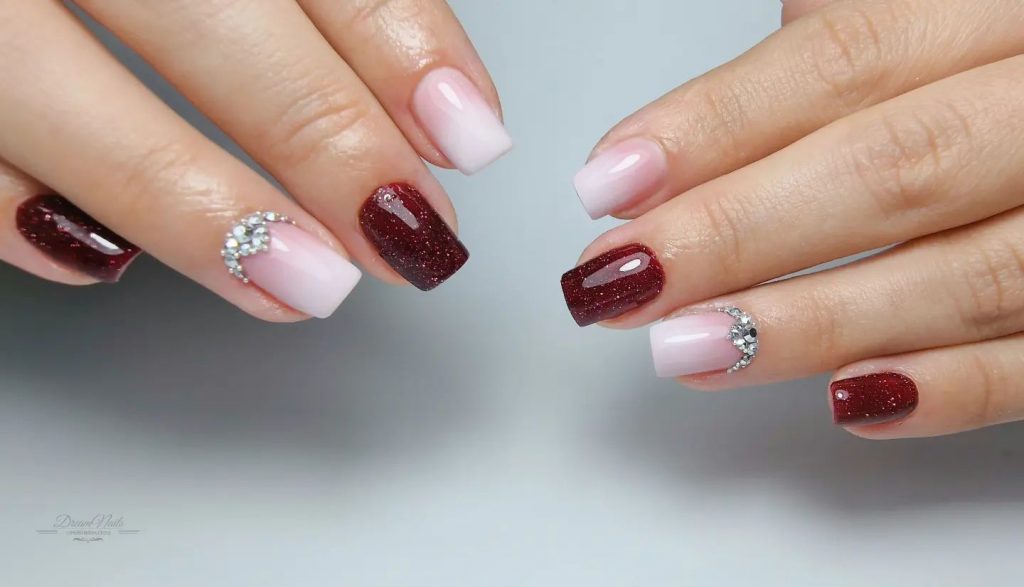 Burgundy Nails with Designs