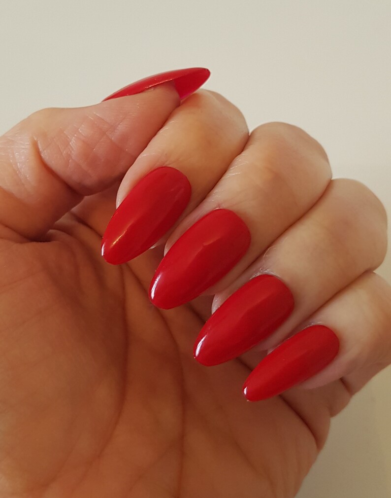 Cherry Red Oval Short Valentines Nails Ideas