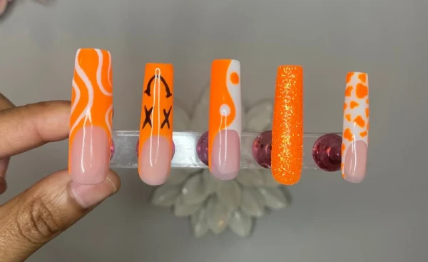 Orange crush set Bright Nails Colors