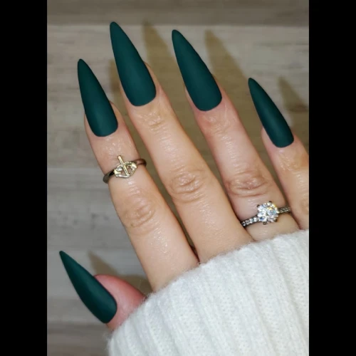 Matte Emerald Green Festive Nails