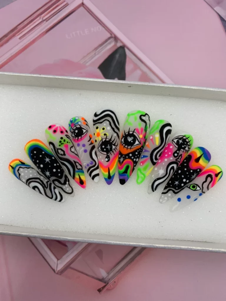 florescent rainbow Exotic Nails