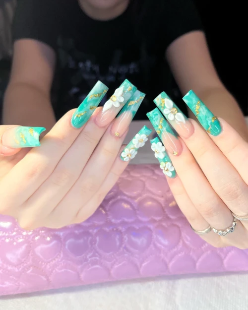 Long Acrylic Nails With Designs 19