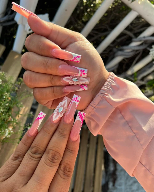 Long Acrylic Nails With Designs 41