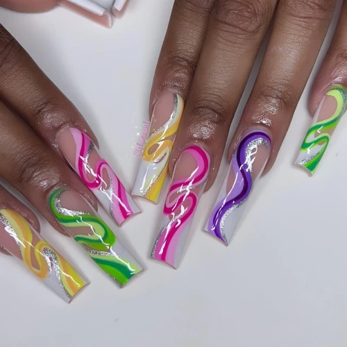 Long Acrylic Nails With Designs 5