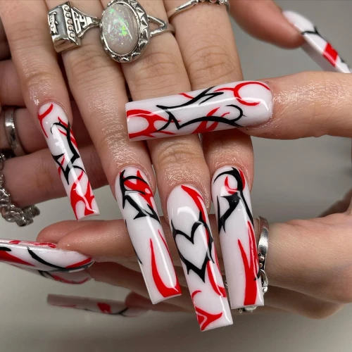 Long Acrylic Nails With Designs 7