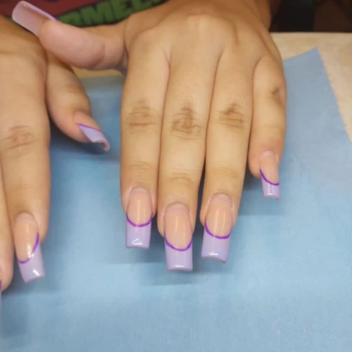 Purple Long French Tip Nails
