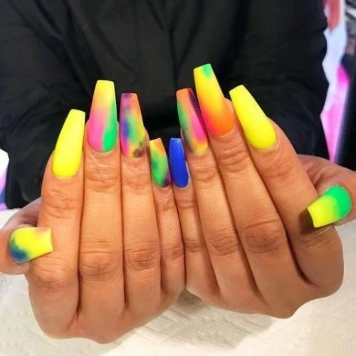 Trendy Rainbow Nails Design Ideas Long Acrylic Nail