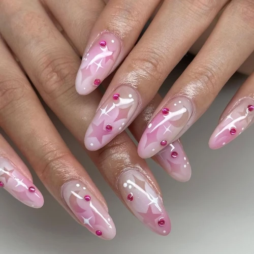 Aura Pink Short Almond Press On Nails