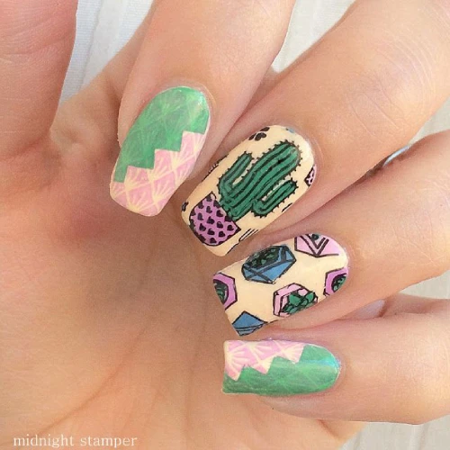 25 Beautiful Cactus Nail Designs